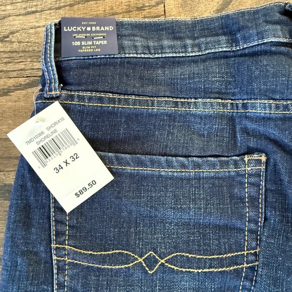 Lucky Brand 105 Slim Taper Jeans Men’s 34x32 Shoreline Blue Denim Stretch NWT - Picture 5 of 5